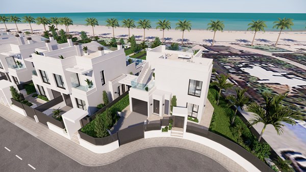 Vrijstaande hoekvilla Infinity Beach, Nueva Ribera Beach Club, LOS ALCAZARES
3 bed, 3 bad ZEEZICHT